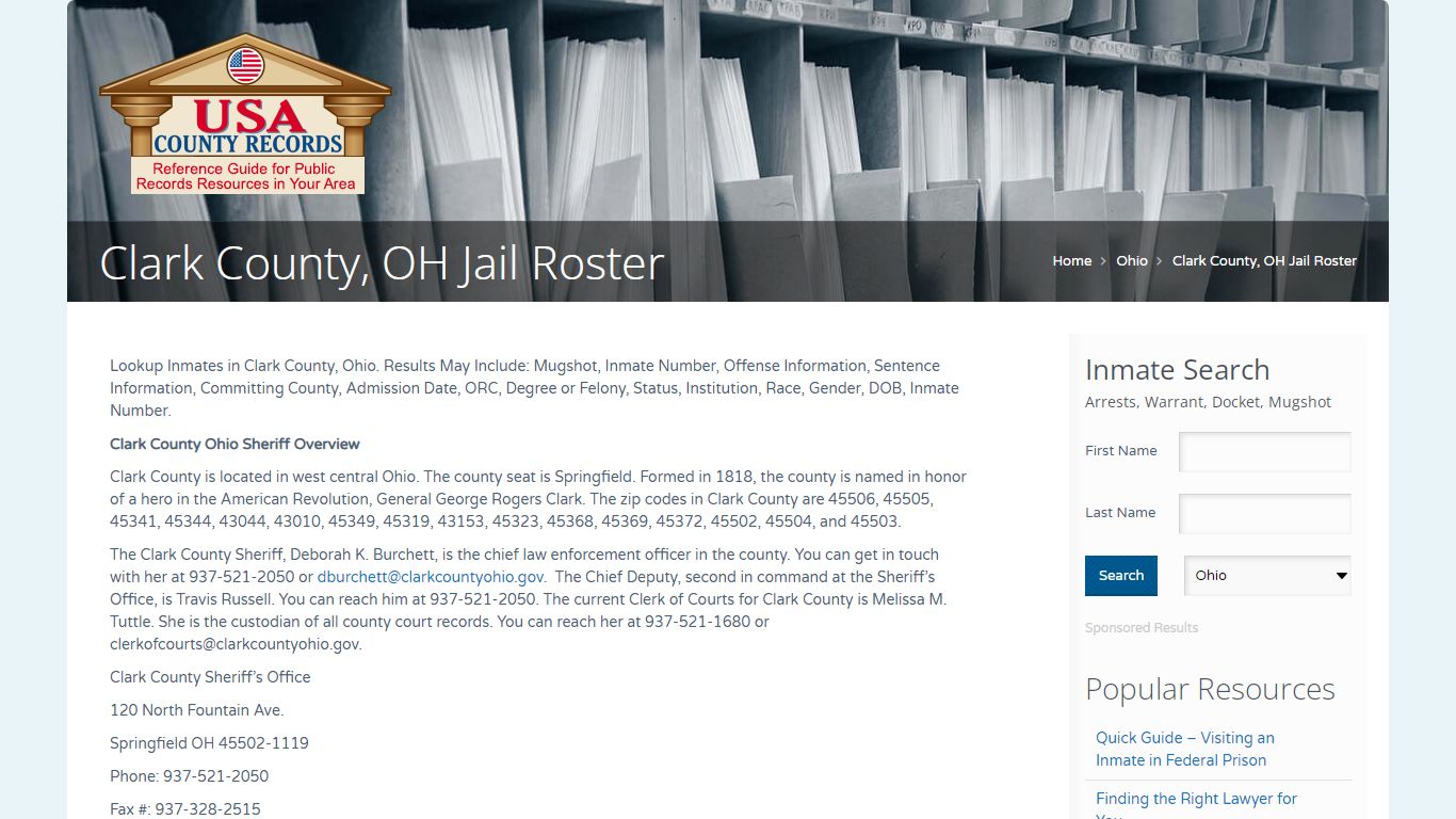 Clark County, OH Jail Roster | Name Search