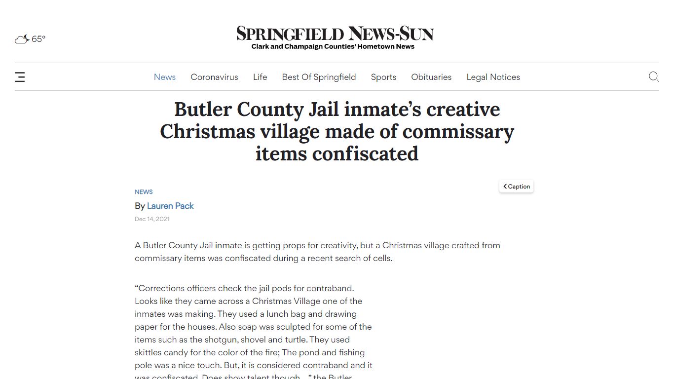 Butler County Jail inmate’s creative Christmas village ...